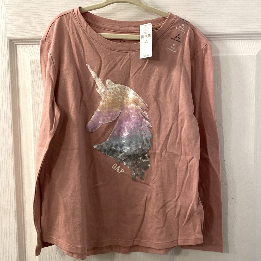 Gap Kids size 6/7 unicorn sequin long sleeved shirt